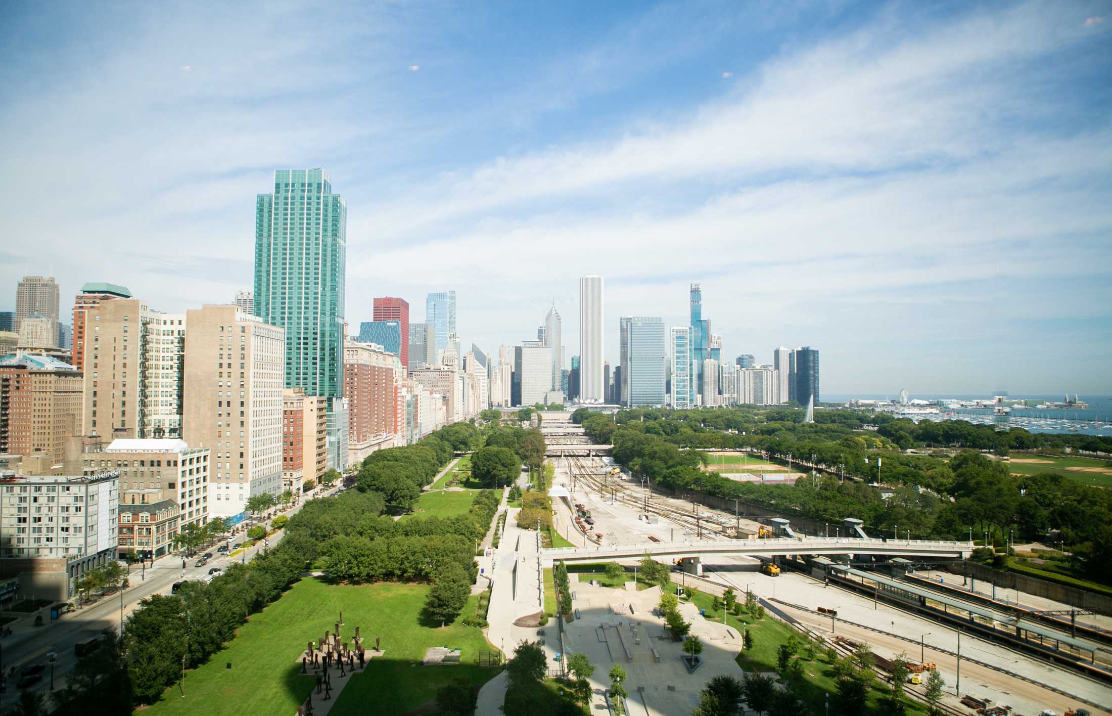 Chicago skyline near Michigan Ave. and East-West University